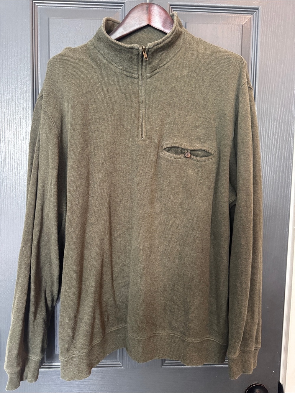 Pendleton Olive Green Half-Zip Pullover Sweater